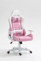 Fotel gamingowy dla dziecka Cobra REBEL CR203 różowo-biały