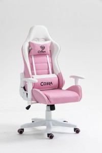 Fotel gamingowy dla dziecka Cobra REBEL CR203 różowo-biały
