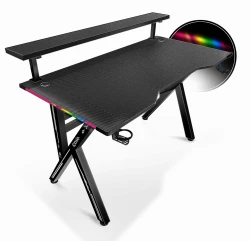 Biurko gamingowe z półką Cobra CRF4010RGB Black LED RGB 120 cm