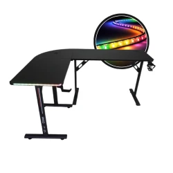 Narożne biurko gamingowe Cobra CRF4552RGB black, LED RGB