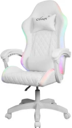 Fotel gamingowy LED RGB + BT głośniki Cobra WS8153 White