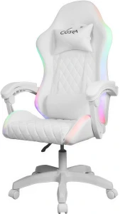 Fotel gamingowy LED RGB + BT głośniki Cobra WS8153 White