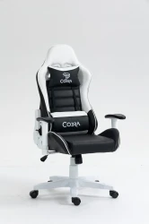 Fotel gamingowy dla dziecka Cobra REBEL CR202 biało-czarny